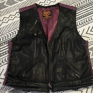 Milwaukee Leather Black and Purple Leather Vest